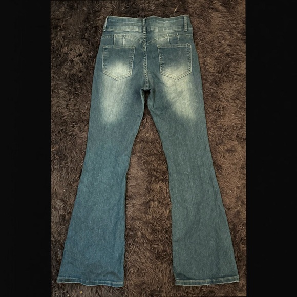 LOVE & WHIMSY Bootcut High Waist Blue Jeans 5 - Picture 3 of 3